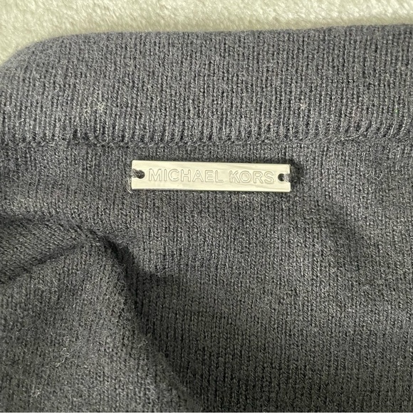 Michael Kors Black Longline Button Down Cardigan with Peek a Boo V-Neck Collar S - Picture 4 of 8